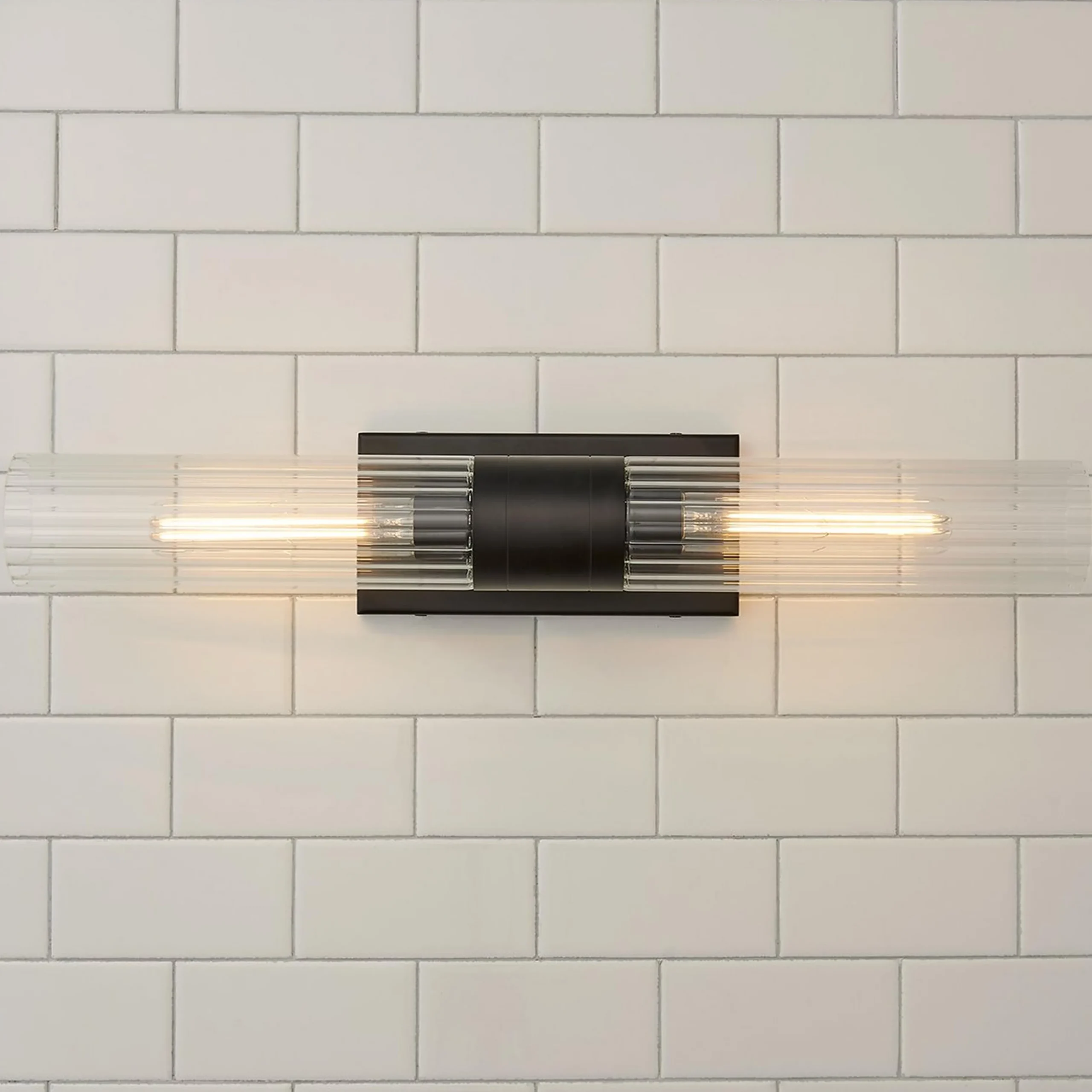 Malika Clear Glass Bath Sconce - 2 Light