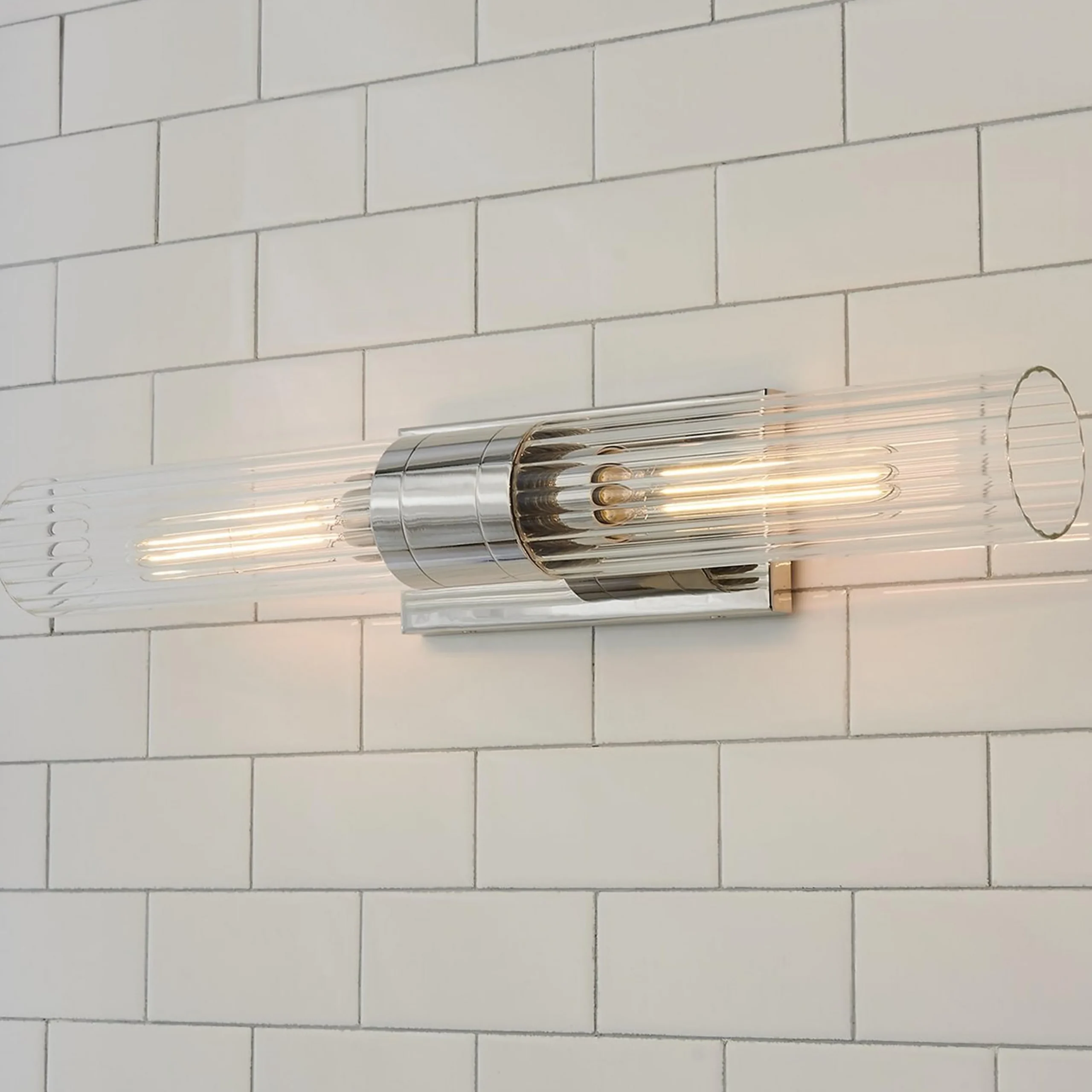 Malika Clear Glass Bath Sconce - 2 Light