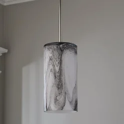 Marbled Glass Cylinder Pendant