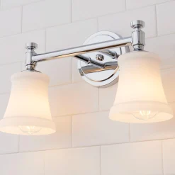 Mercer White Glass Vanity Light - 2 Light