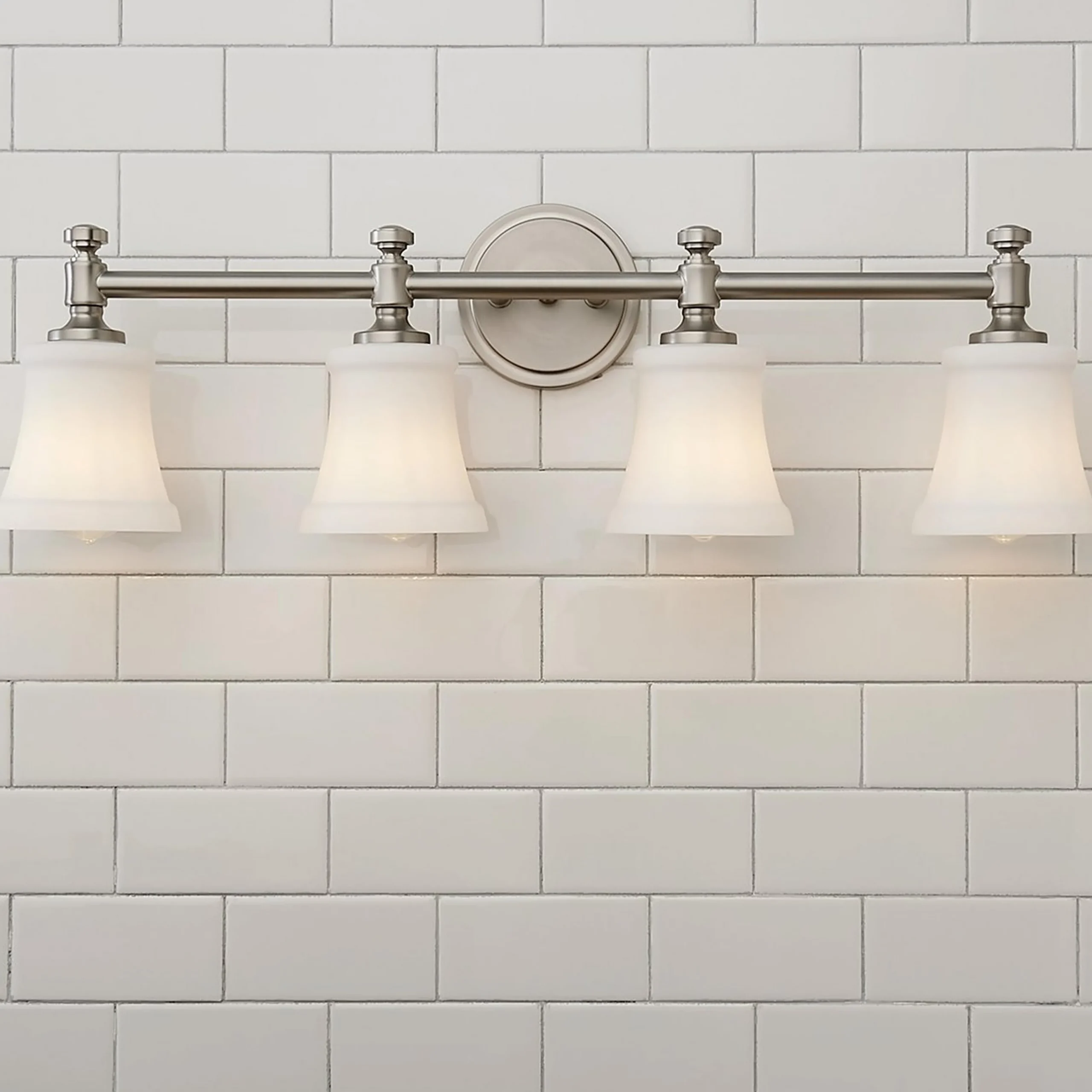 Mercer White Glass Vanity Light - 4 Light