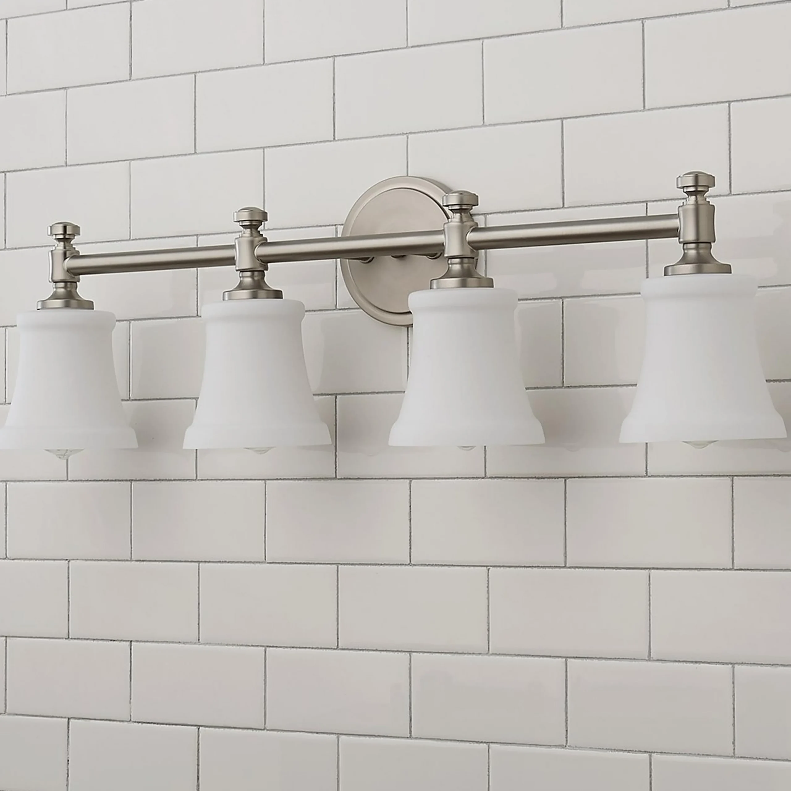 Mercer White Glass Vanity Light - 4 Light