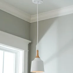 Metal and Natural Wood Mini Pendant