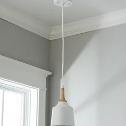 Metal and Natural Wood Mini Pendant