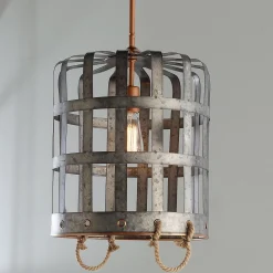 Metal Bushel Basket Pendant - Small