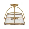Mid-Century Seeded Glass Semi-Flush Ceiling Light