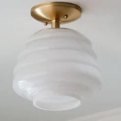 Milk Glass Hive Semi-Flush Ceiling Light