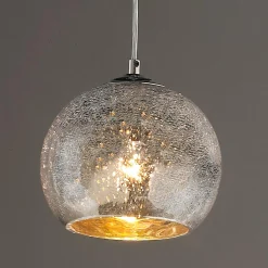 Mini Crackled Mercury Bowl Pendant Light