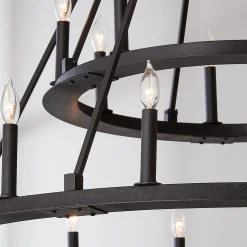 Minimalist Iron Ring Two-Tier Chandelier - 24 Light