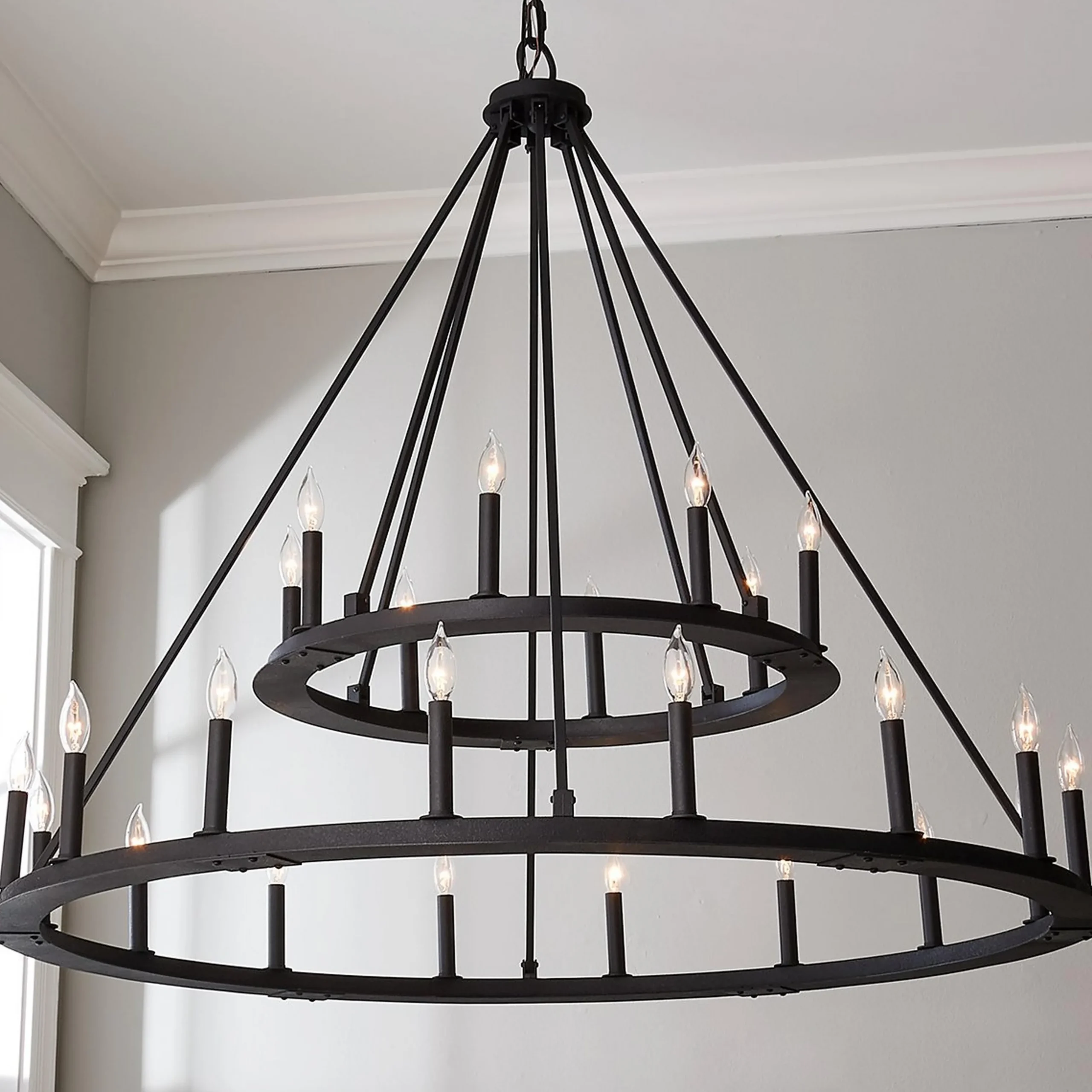 Minimalist Iron Ring Two-Tier Chandelier - 24 Light