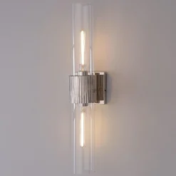 Mirza Clear Glass Bath Sconce - 2 Light