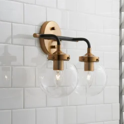 Mixed Metal Globe Vanity Light - 2 light