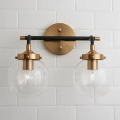 Mixed Metal Globe Vanity Light - 2 light