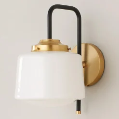 Mixed Metal Opal Schoolhouse Sconce