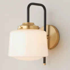 Mixed Metal Opal Schoolhouse Sconce