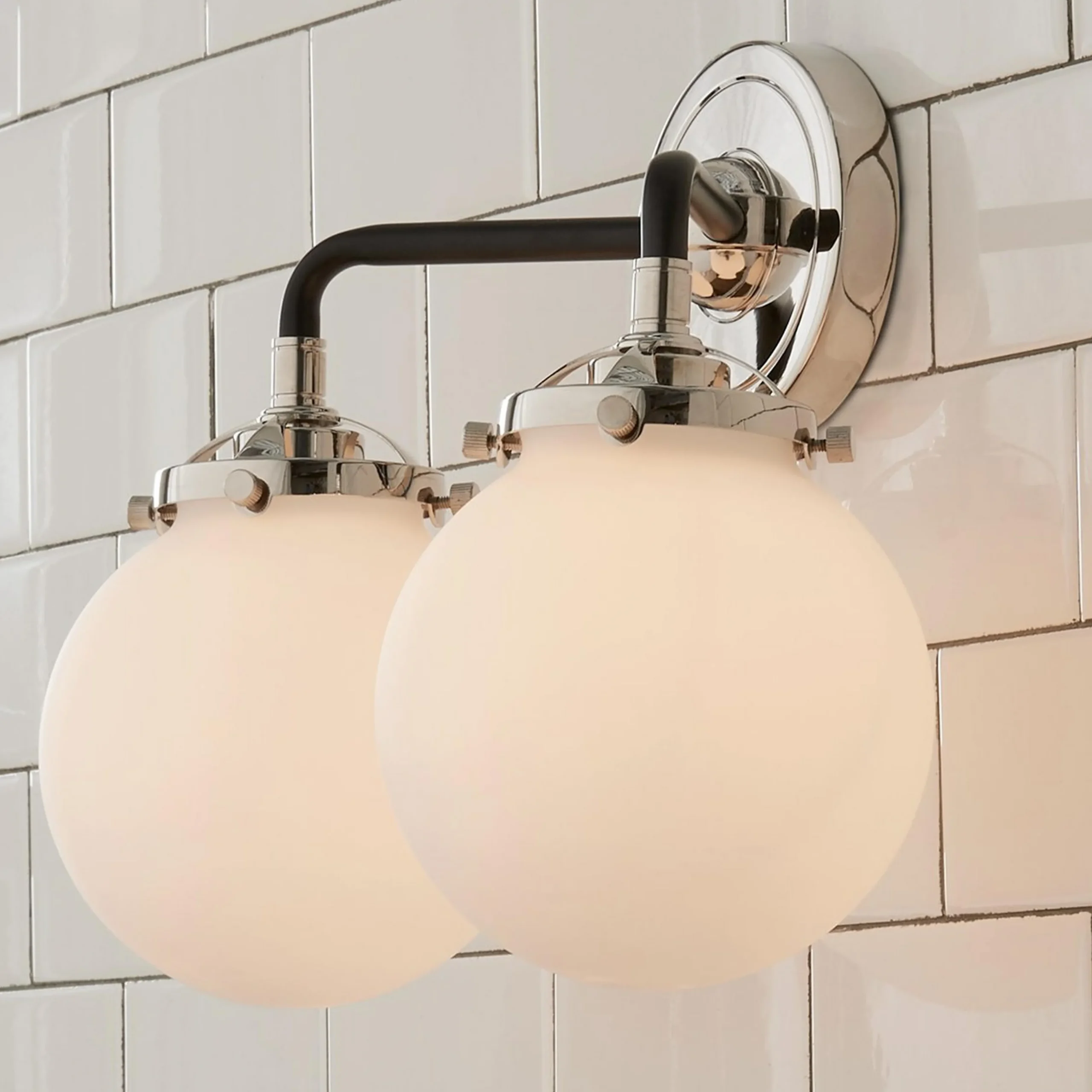 Mod Mix White Globe Vanity Light - 2 light