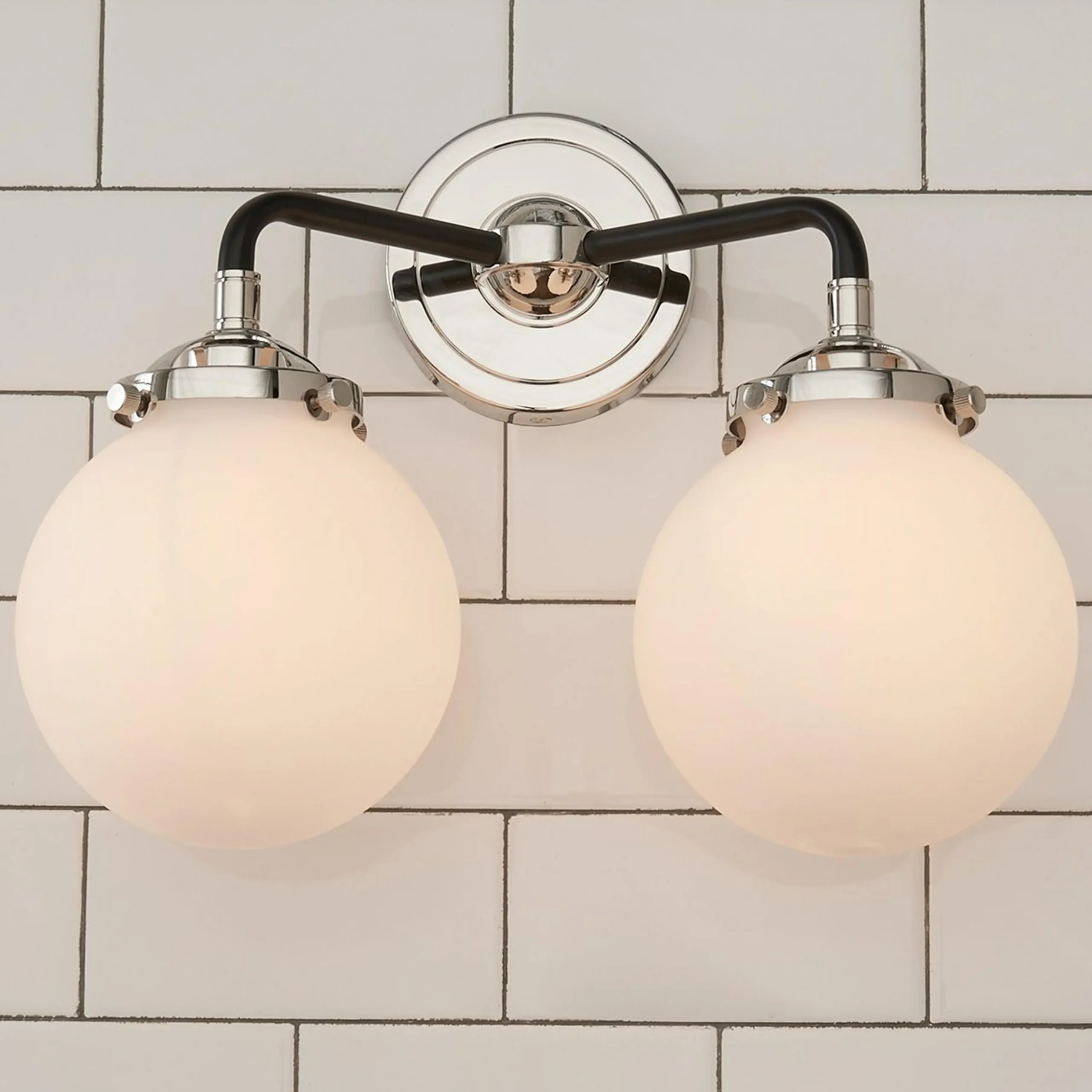 Mod Mix White Globe Vanity Light - 2 light