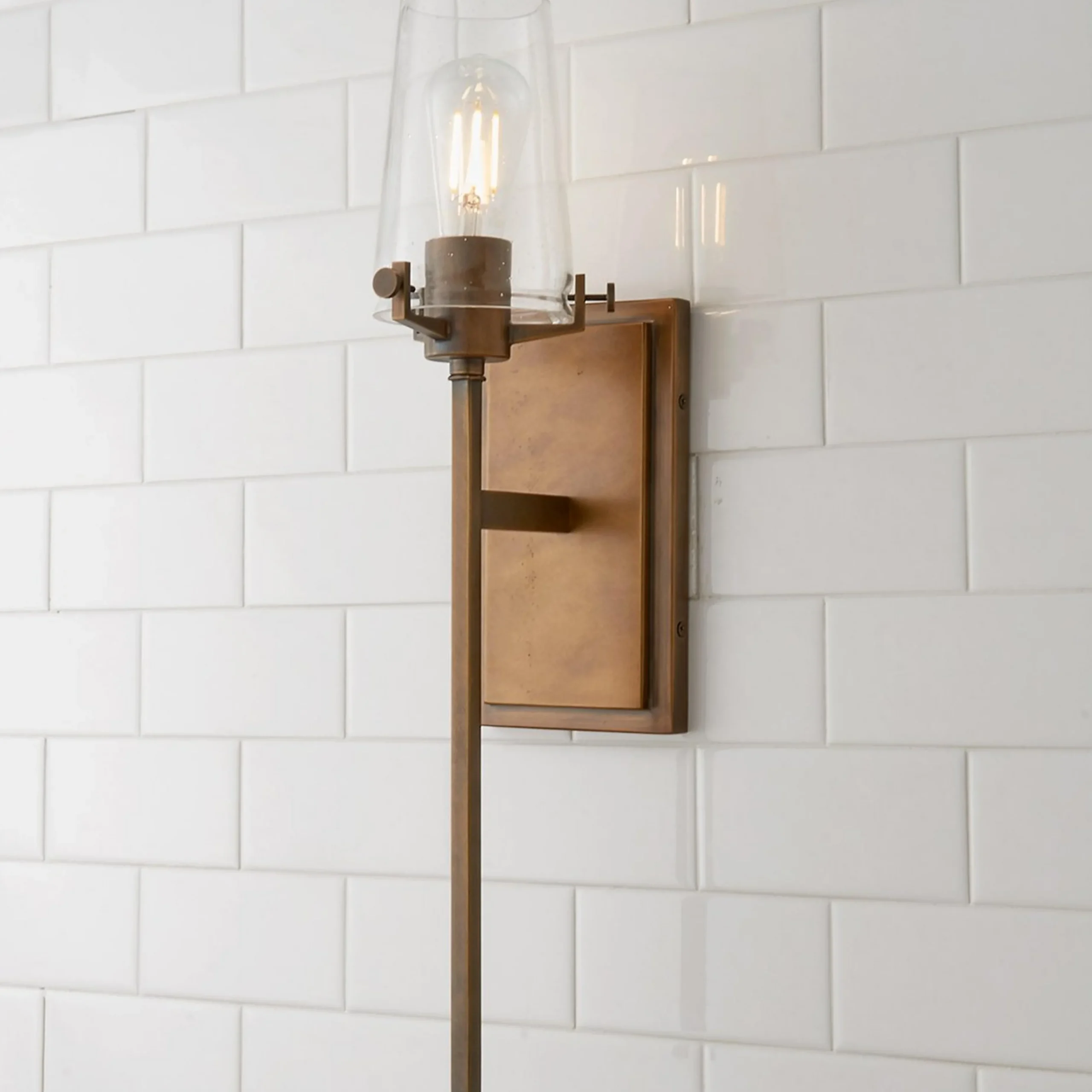 Modern Industrial Seeded Glass Sconce
