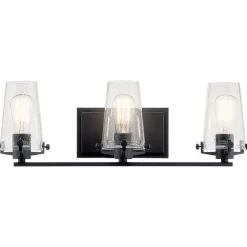 Modern Industrial Seeded Glass Vanity Light - 3 Light