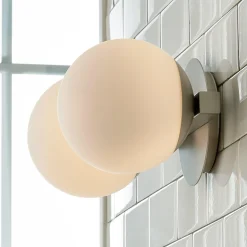 Modern Milky Globe Vanity Light - 2 Light