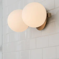 Modern Milky Globe Vanity Light - 2 Light