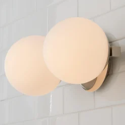 Modern Milky Globe Vanity Light - 2 Light