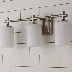 Modern Nickel and Opal Vanity Light - 3 Light