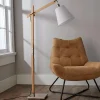 Modern Rustic Wood Arc Floor Lamp