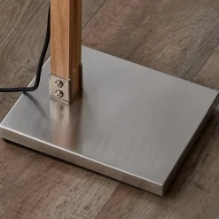 Modern Rustic Wood Arc Floor Lamp