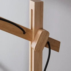Modern Rustic Wood Arc Floor Lamp