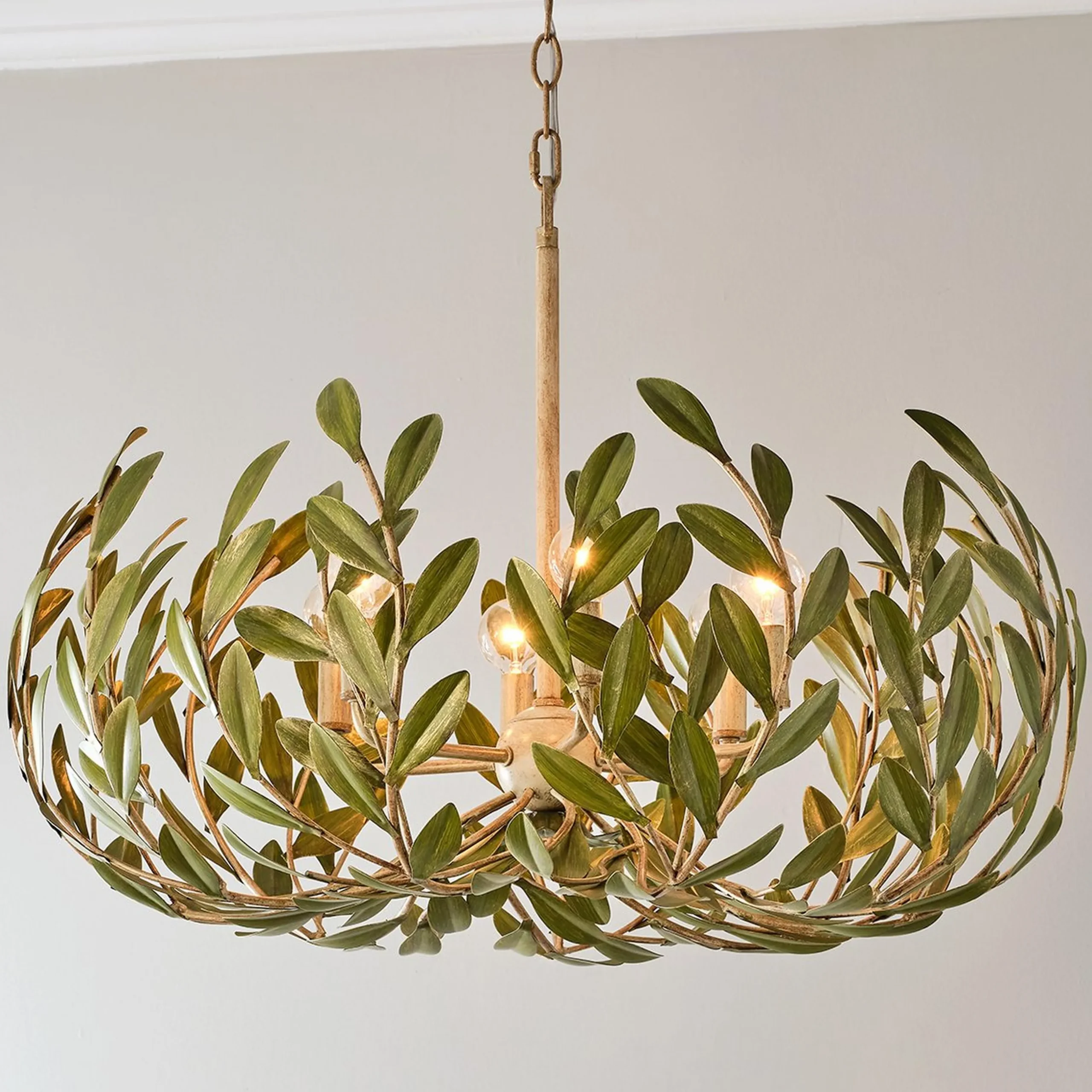 Olive Leaf Blooming Chandelier - 6 Light
