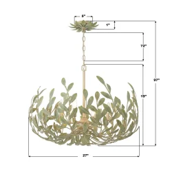 Olive Leaf Blooming Chandelier - 6 Light