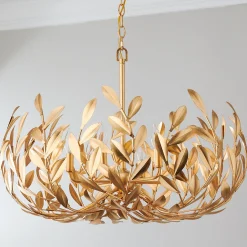 Olive Leaf Blooming Chandelier - 6 Light