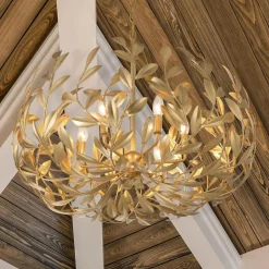 Olive Leaf Blooming Chandelier - 6 Light