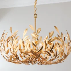 Olive Leaf Blooming Chandelier - 6 Light