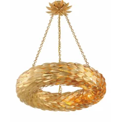 Olive Leaf Convertible Halo Chandelier - 24"