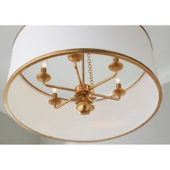Olive Leaf Drum Shade Chandelier - 6 Light