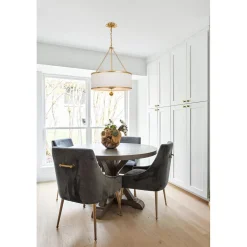 Olive Leaf Drum Shade Chandelier - 6 Light