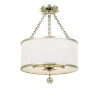 Olive Leaf Drum Shade Chandelier - 3 Light