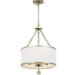 Olive Leaf Drum Shade Chandelier - 3 Light