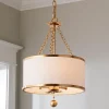 Olive Leaf Drum Shade Chandelier - 3 Light
