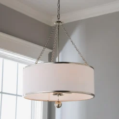 Olive Leaf Drum Shade Chandelier - 6 Light