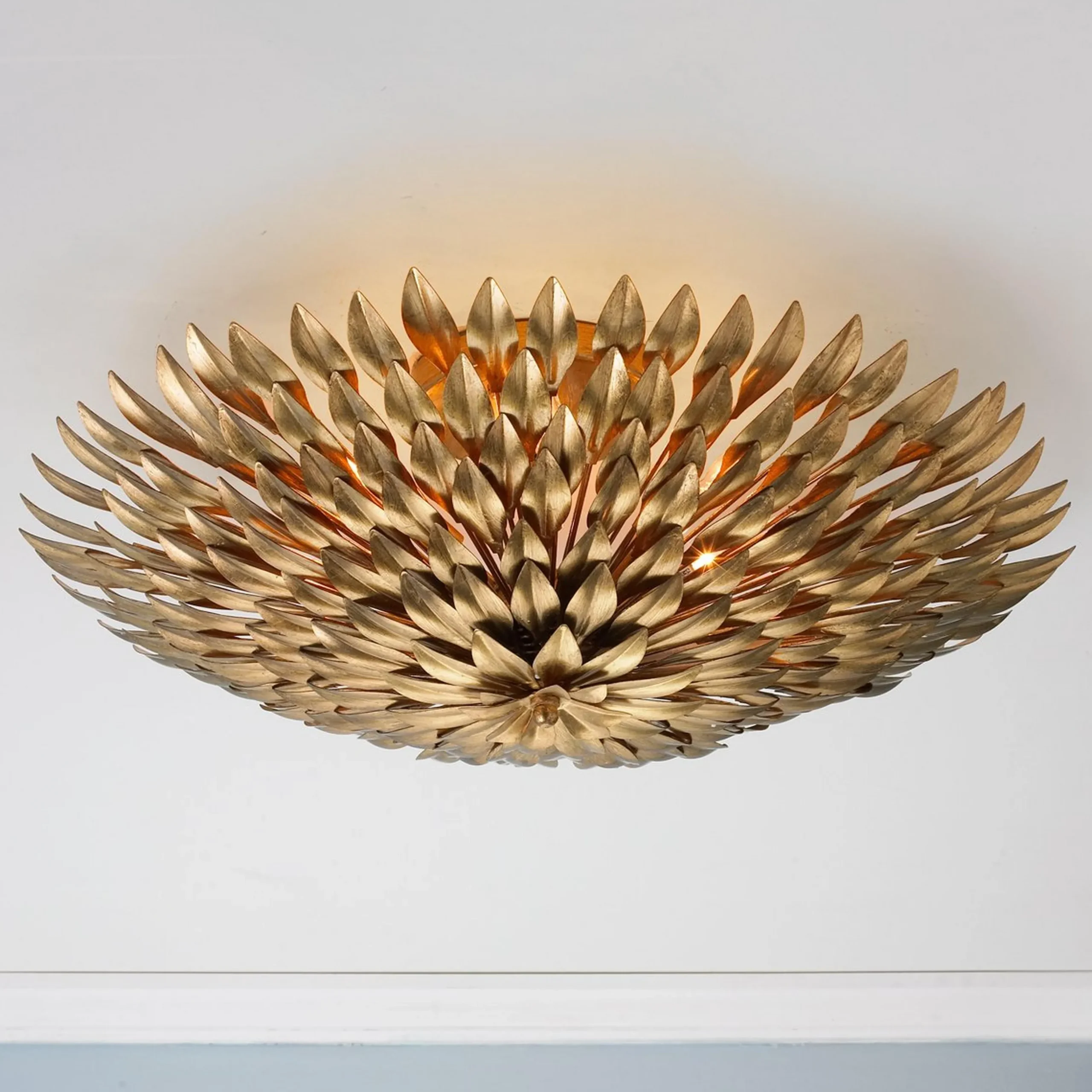 Olive Leaf Semi-Flush Ceiling Light - 6 Light