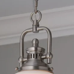 Opal Glass Globe Industrial Pendant