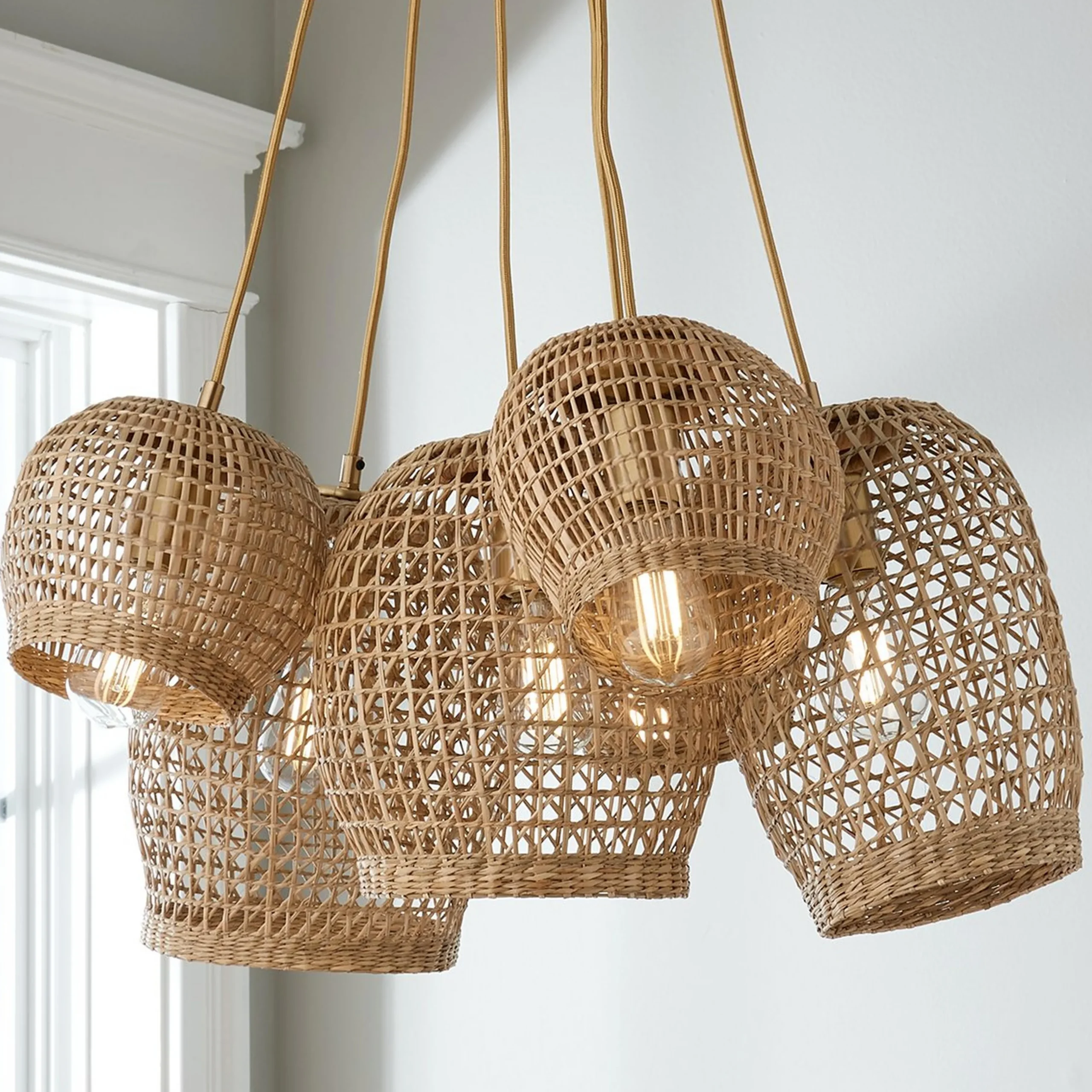 Open Weave Rattan Chandelier