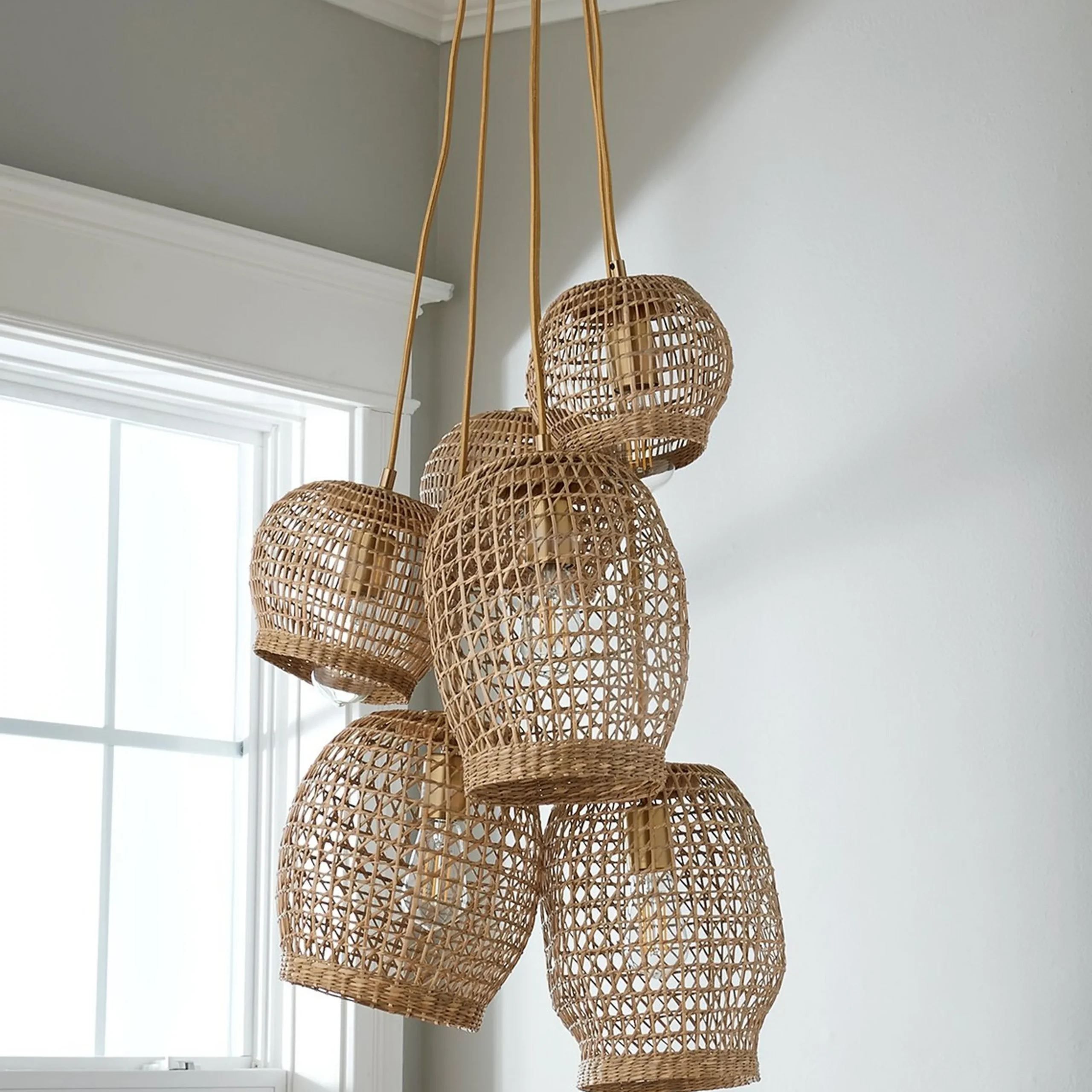 Open Weave Rattan Chandelier