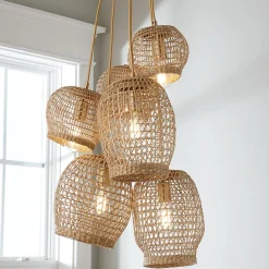Open Weave Rattan Chandelier