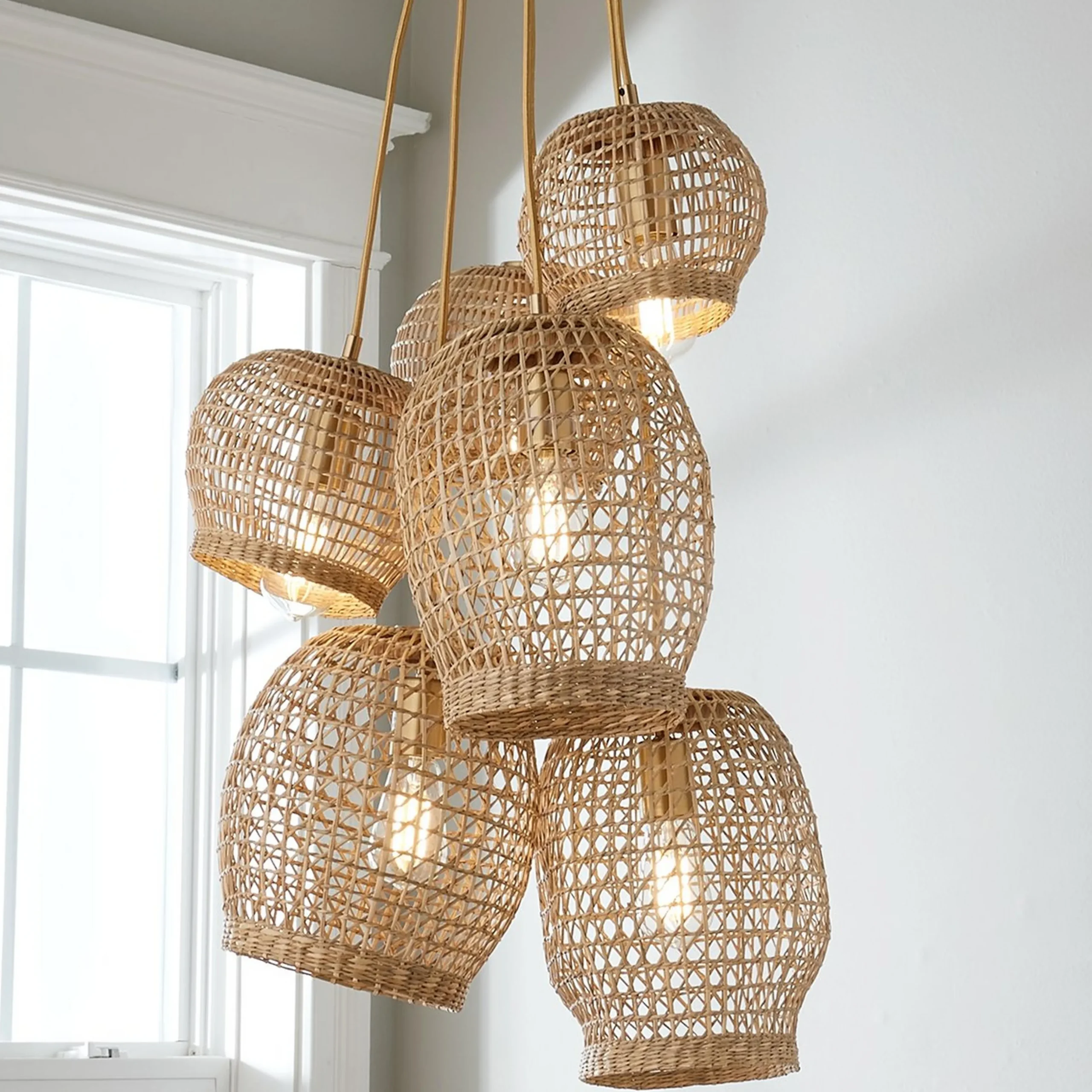 Open Weave Rattan Chandelier