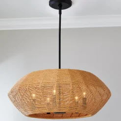 Organic Modern Rattan Chandelier - 5 Light