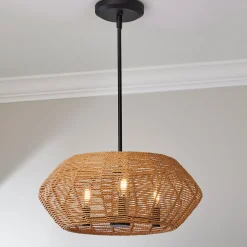 Organic Modern Rattan Chandelier - 3 Light